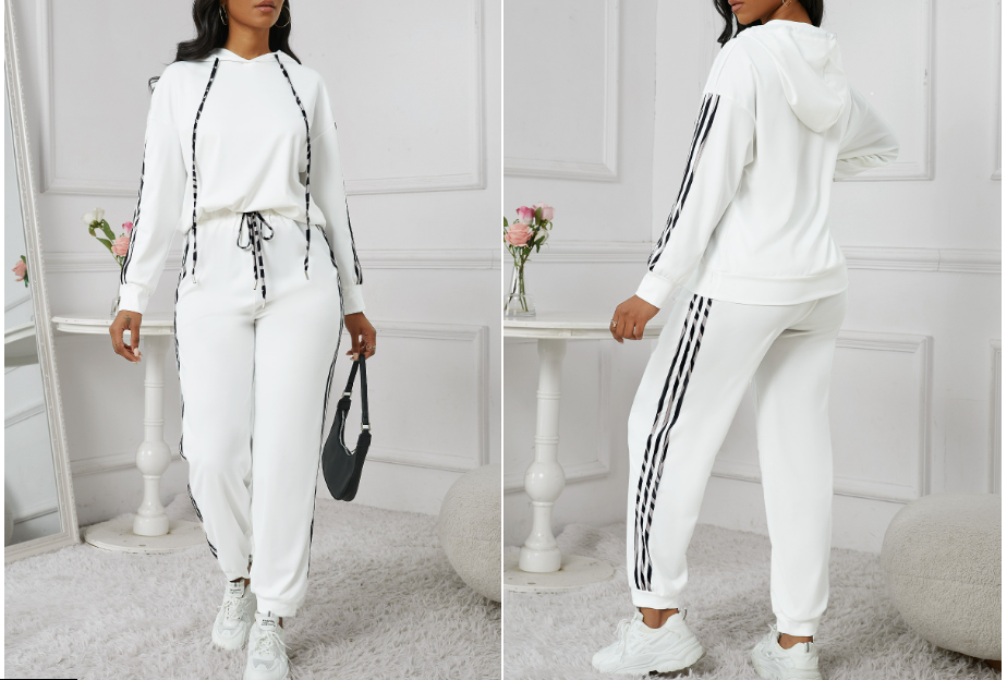 White Ankle Length Hooded Jogger